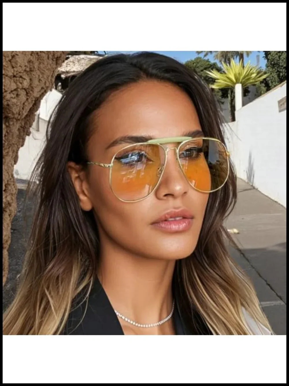 Oversized Pilot Sunglasses for Women Men Vintage 70s UV400 Protection Polygon